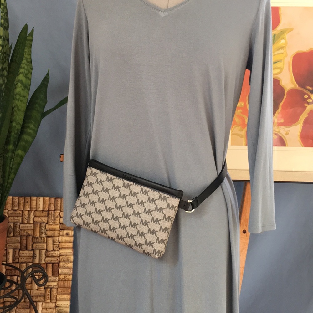 Michael Kors leather and coated canvas belt bag.